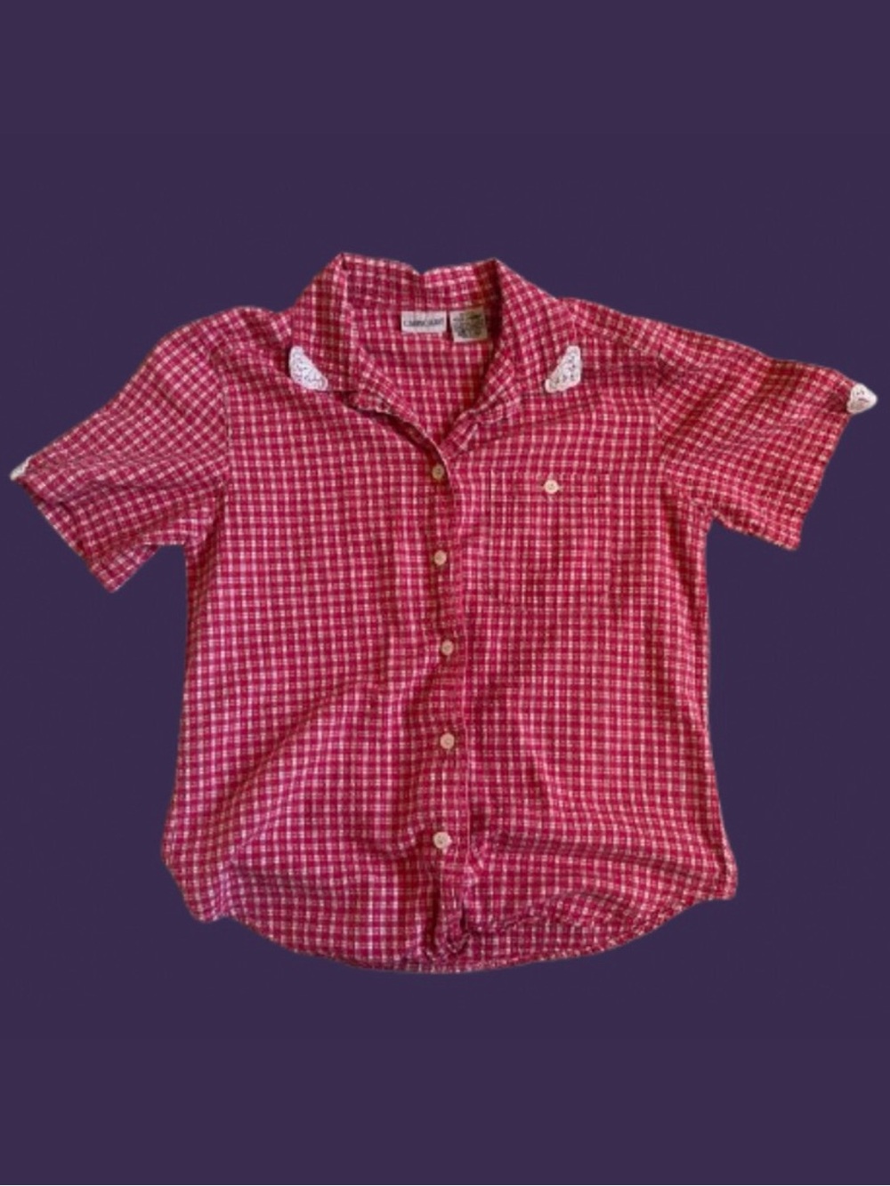 Cottagecore grandmacore vintage seersucker gingham top